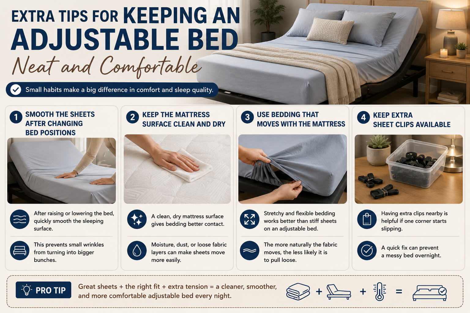 Extra Tips for Keeping an Adjustable Bed Neat and Comfortable